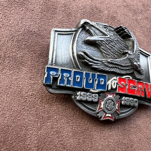 Vintage‎ Belt Buckle VFW 1989-1990 Proud To Serve Limited Edition Eagle Siskiyou - Picture 2 of 10